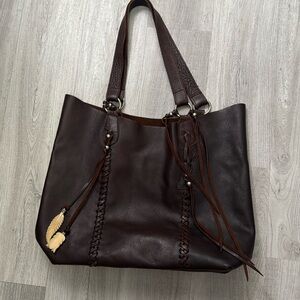 Raj Anthropologie Dark Brown Kangan Leather Bag tote B10